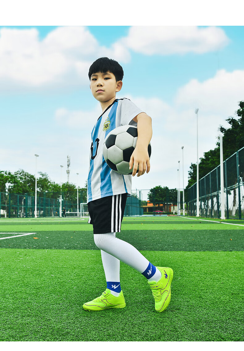 Shuangxing Children's Soccer Shoes TF Turf Studs Velcro Large Kids Student Youth Non-slip Wear-resistant Football Shoes Pink Size 39 14