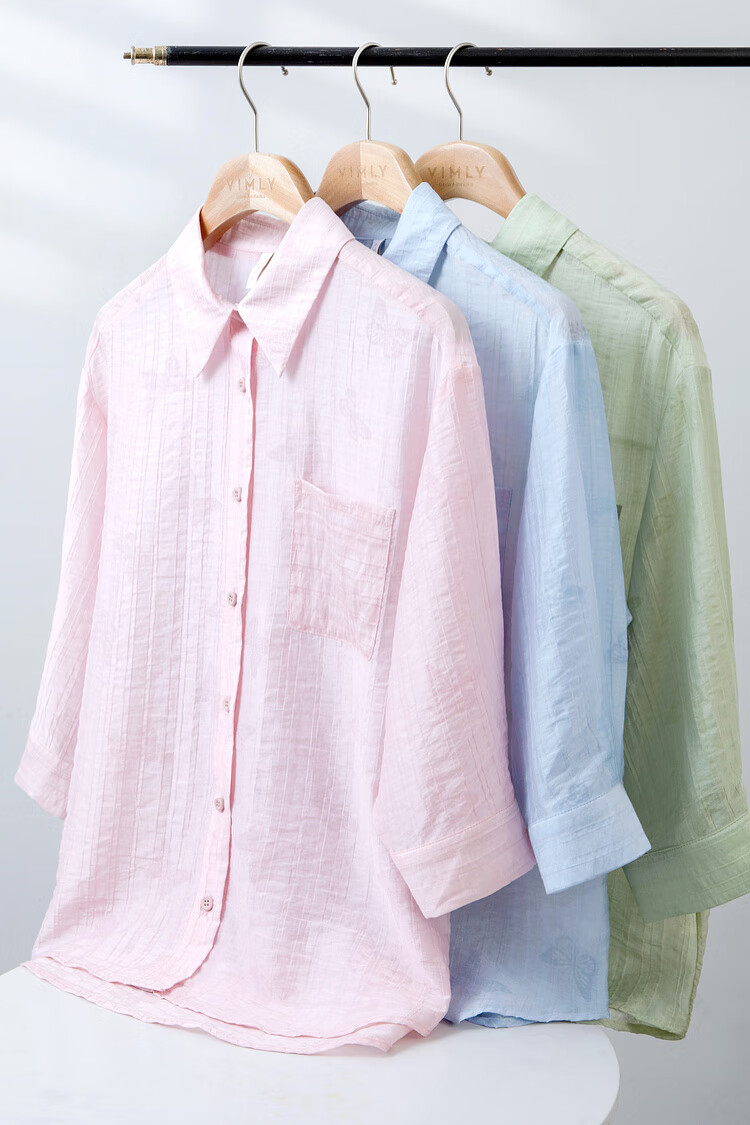 Fansiman Premium Tencel Shirt Women 2026 Summer Pink Loose Elegant Top Light Blue L 12