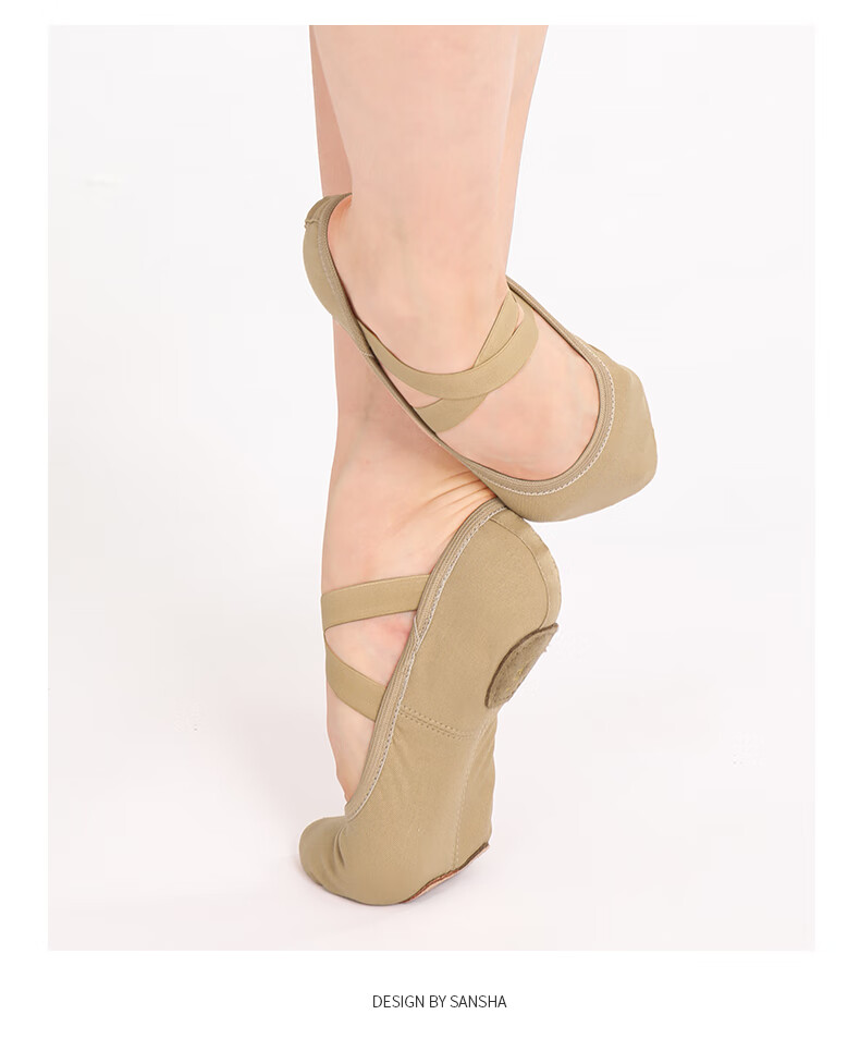 Sansha Ballet Dance Practice Shoes Elastic Fabric Soft Shoes Chinese Dance Two-Piece Sole S107 Pink Size 28 8