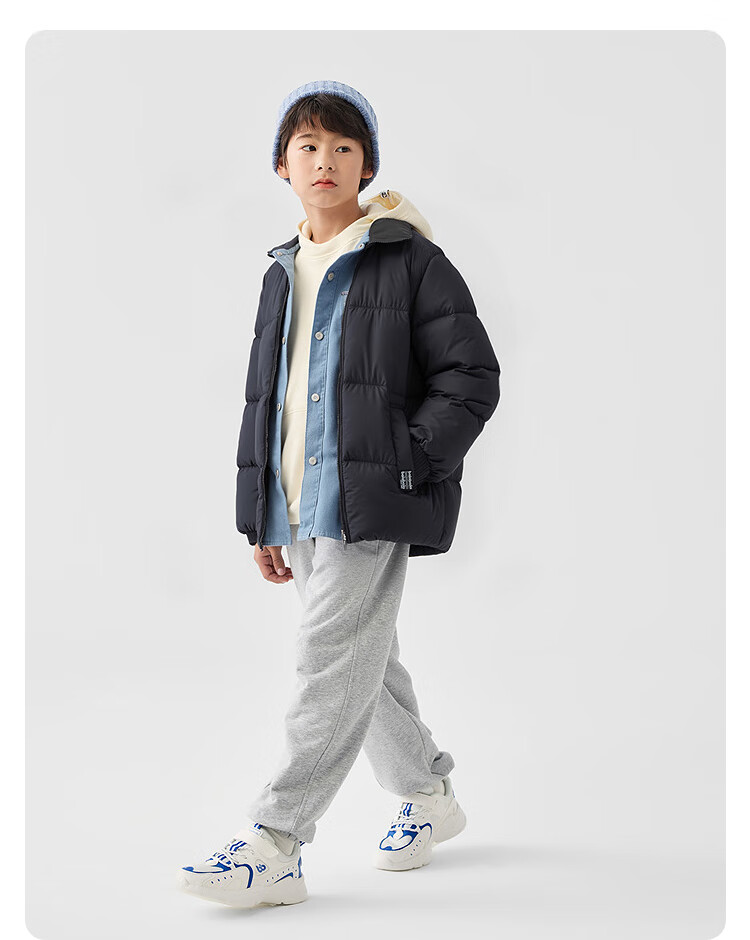BALABALA Children's Clothing, Kids' Puff Down Jacket, Boys And Girls Baby 2025 New Winter Outfit, Parent-Child Matching Clothes, Stand-Up Collar Coat, Cute 4