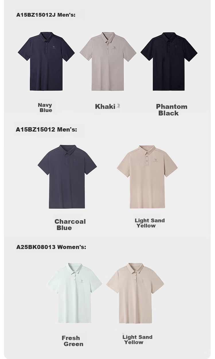 CAMEL Outdoor Polo Shirt Quick-Dry Running Men's Spring And Summer Breathable Cool-Feeling Loose-Fit Collared Short-Sleeve Top 5012J S 15
