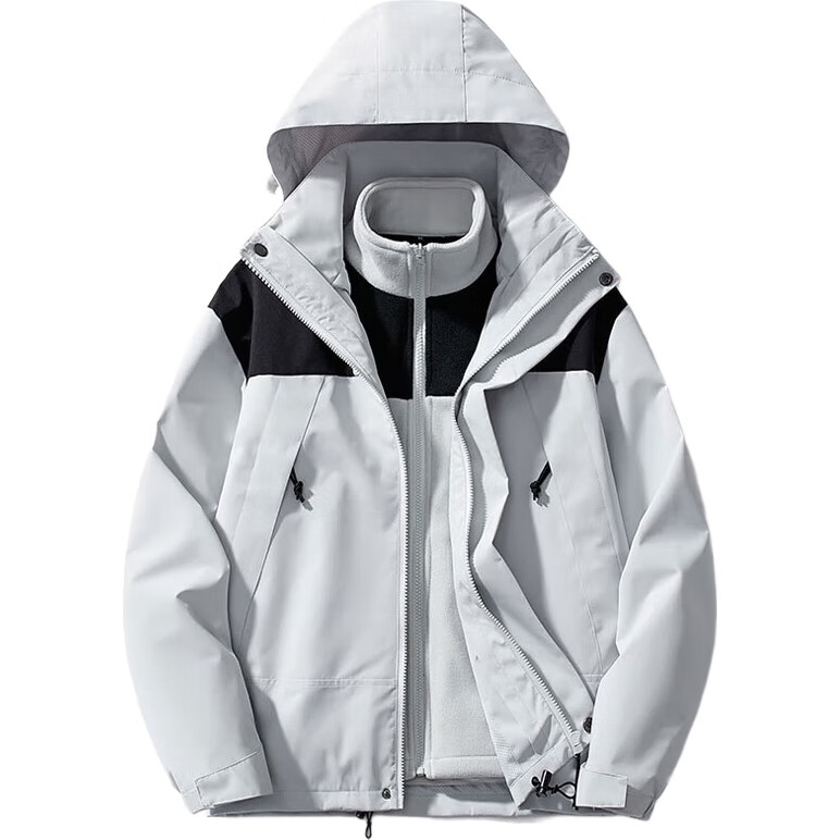 JEEP SPIRIT Men's Windproof Three-In Jacket for Spring, Autumn And Winter, Outdoor Workwear Mountaineering Coat, Beige, 3XL