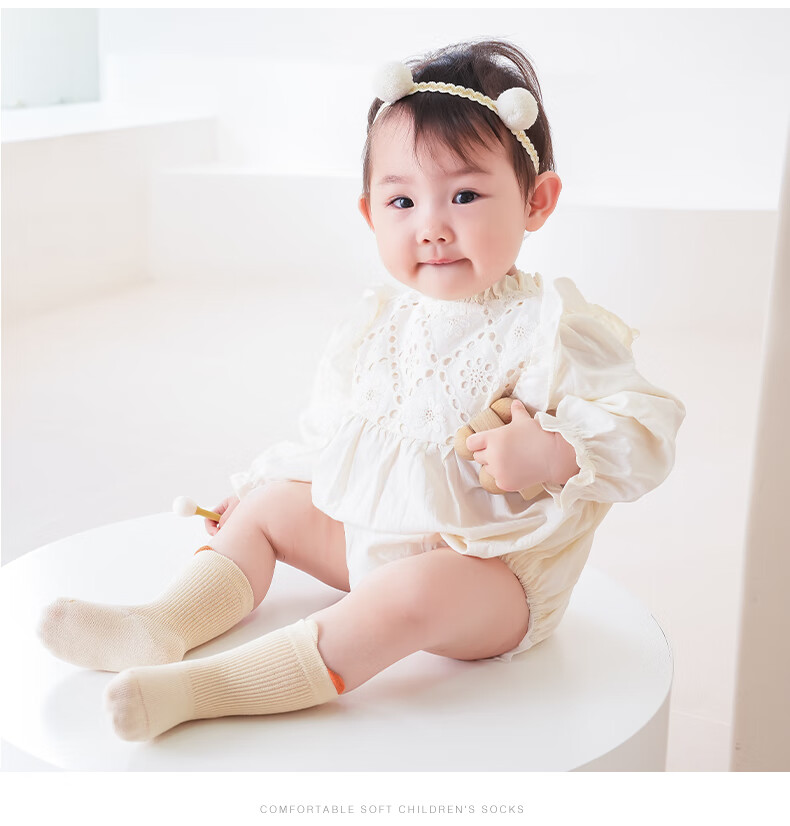 Wuduomian 6 Pairs of Baby Socks, Spring And Summer Infant Socks, Class A Children's Cotton Socks, Breathable Seamless Mid-Calf Socks with Ear Loops 9