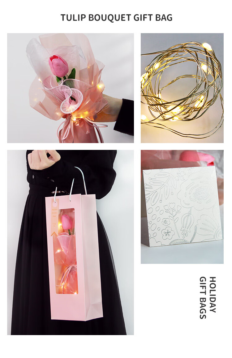 Qi Ju Elegant Carnation Dried Flower Chinese Style Bouquet Soap Flower Mother's Day Gift Exquisite Gift Box with String Lights and Greeting Card 20168 2