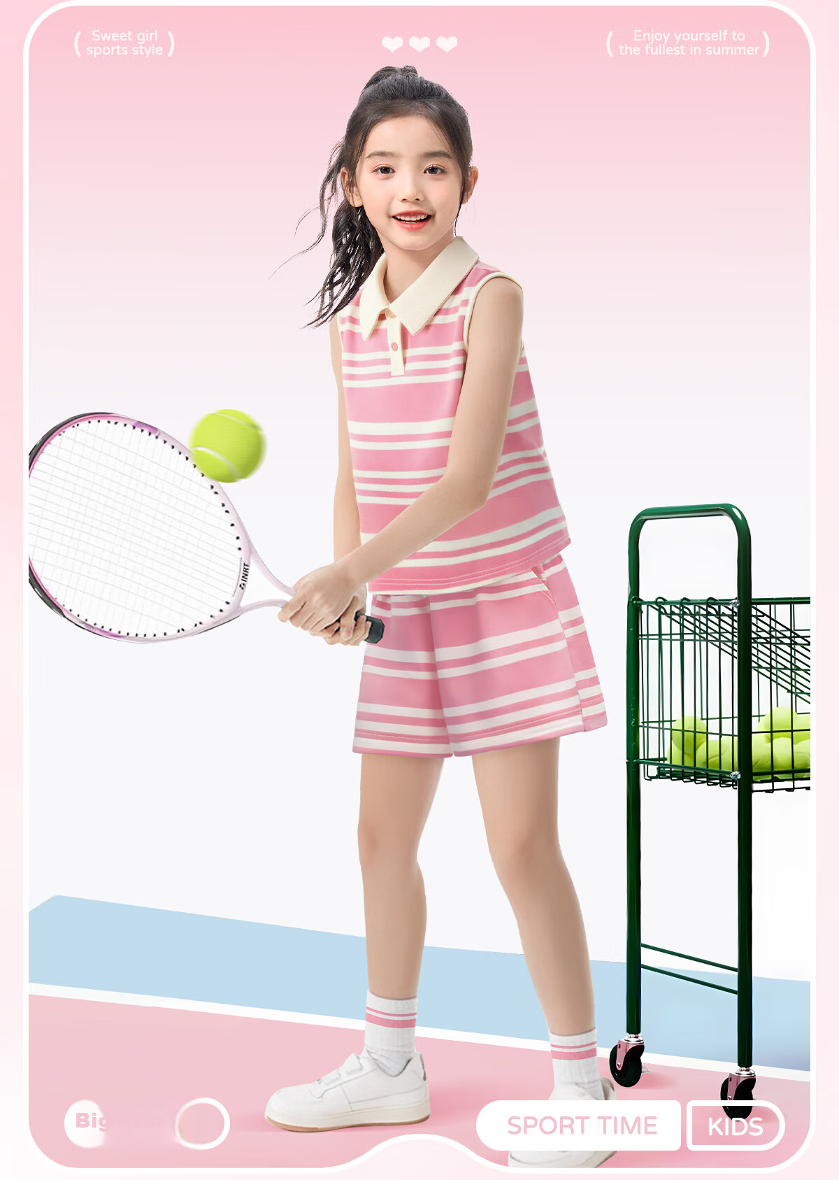 TonLion Girls' Summer Outfit Set, Lightweight POLO Sleeveless Vest, Girls' Shorts Set, Summer Sports Pants Skirt, No Exposed Ski 3