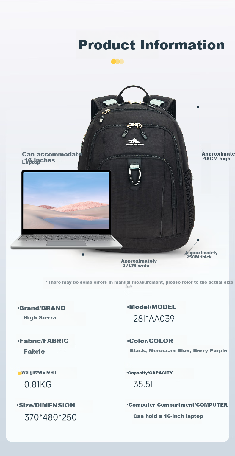 High Sierra Commuter Backpack, New from Xueli Brand, Outdoor Hiking Bag for Men And Women, Large Capacity Laptop Bag, Durable Backpack 11