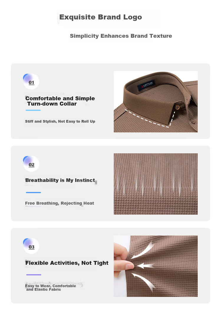 MONTAGUT Short-Sleeve Polo Shirt for Men, Summer Collared 5A Antibacterial Modal Cotton Cool Breathable T-Shirt, Amber Brown, 2XL/54 4