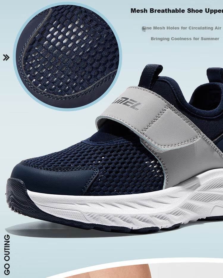 CAMEL Children's Sports Casual Shoes, Summer Hollow Breathable Mesh Shoes, Velcro Outdoor Footwear 3