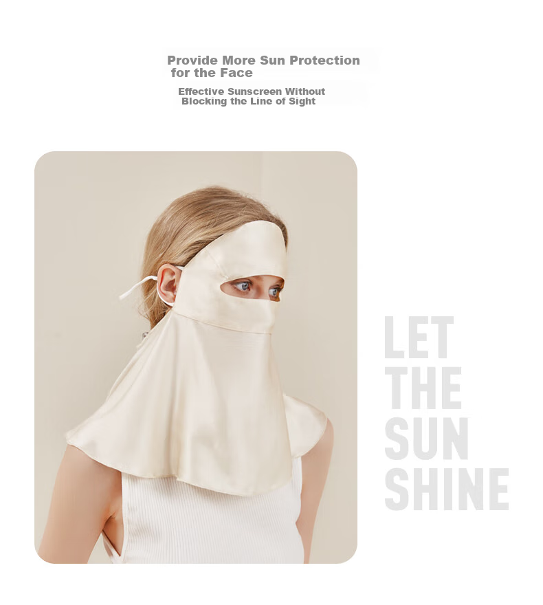 ELLE [Grade A 100% Mulberry Silk] Neck-Protecting Sun Protection Face Mask, UV-Resistant Face Cover, Gift 10