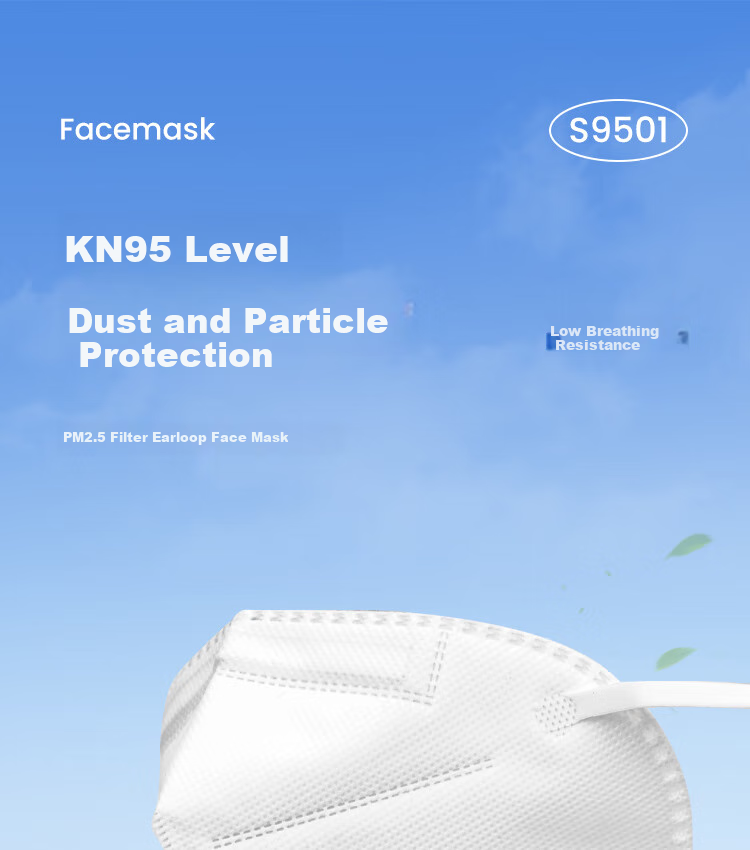 Shunxuan KN95 Dust Mask, Heavy-Duty Dust Industrial Mask for Smog, PM2.5, Influenza A, Anti-Splash, Bacteria, Ear-Loop without Valve S9501, 50 Pieces/box 1