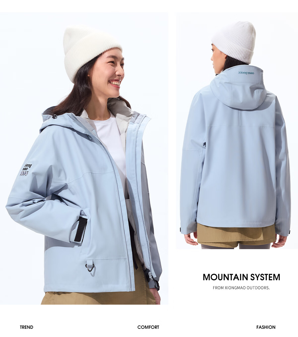 Panda [Rain Shell MAX] 3-in-1 Goose Down Liner Waterproof Jacket Unisex Cold-Resistant Warm Autumn Winter Hiking Coat B297, XS 18