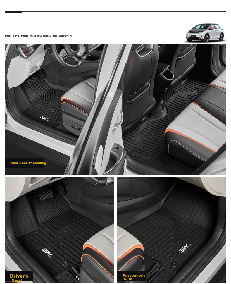 3W Suitable for BYD Dolphin All-TPE Car Floor Mats, Eco-Friendly Odorless, Customized for Electric New Energy Vehicles 10