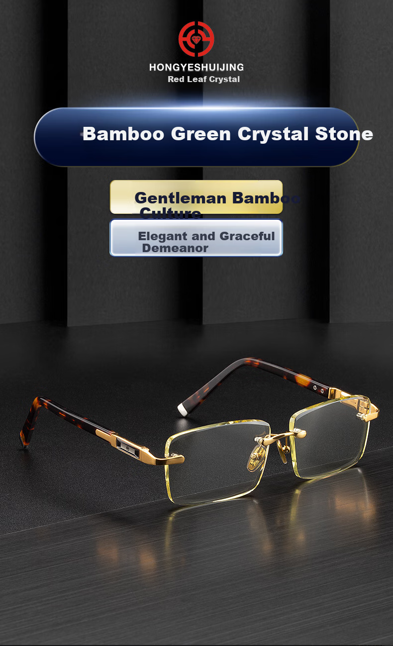 HONGYE Bamboo Leaf Crystal Sunglasses for Men, High-Definition Crystal Stone Glasses, Youthful Appearance, High-Quality Sunglasses, Authentic Product 3