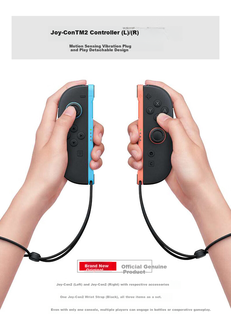 Nintendo Switch Joy-Con Controller for Switch 2 Hong Kong Version, Left And Right Gray Control Accessories, Casual Family Gathering Birthday Gift Bluetooth Gamepad 3