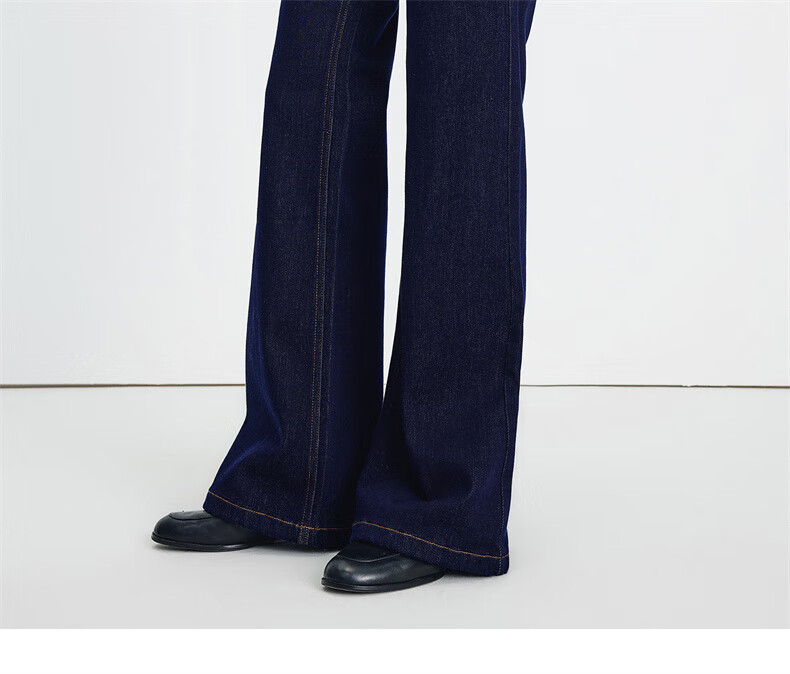 Navigare Small Sailboat Brushed Skin-Friendly Washable Jeans, Autumn And Winter Style, Women's Lyocell Trousers, Flared Pants, 2342575508 18