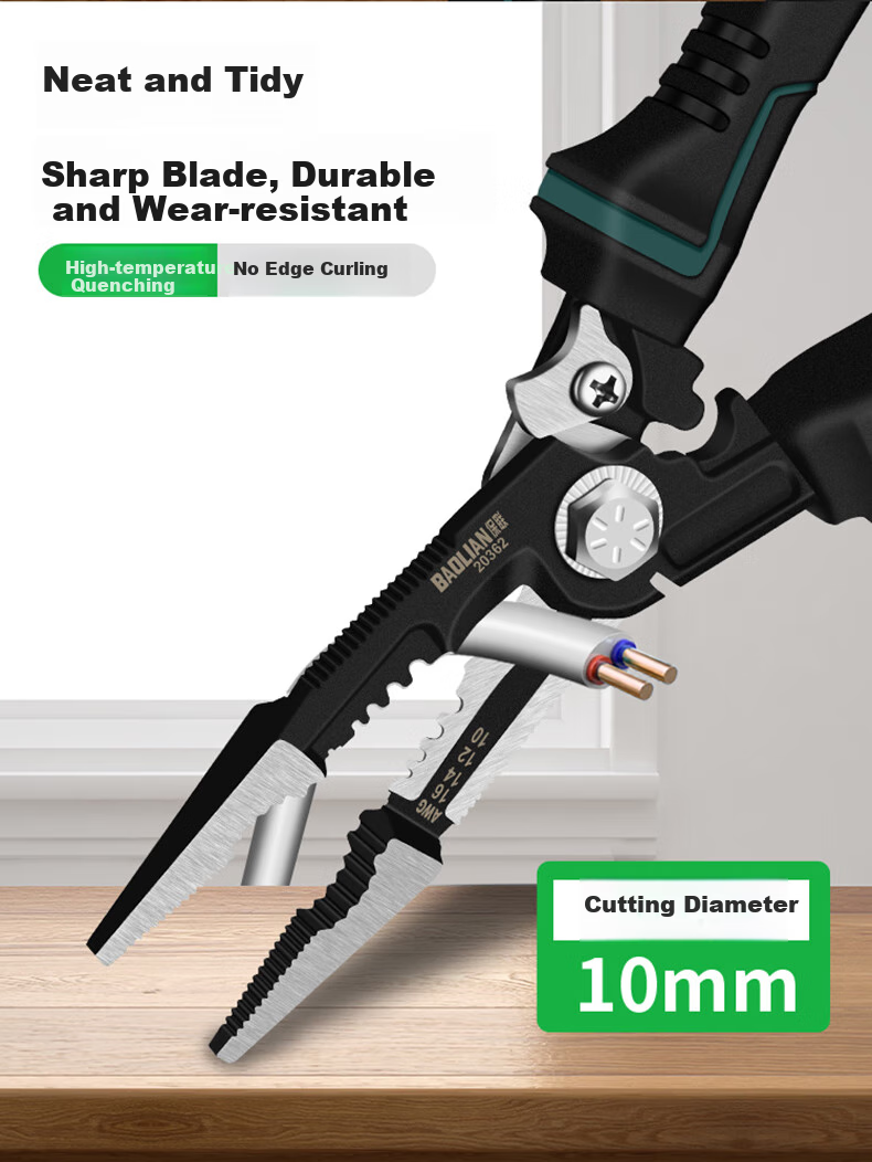 Baolian Electrician's Pliers, Multi-Functional Wire Cutters, Tiger Pliers, Universal Pliers, Electrician's Needle-Nose Pliers, Electrician's Pliers, Wire Cutters, Hand Pliers 4