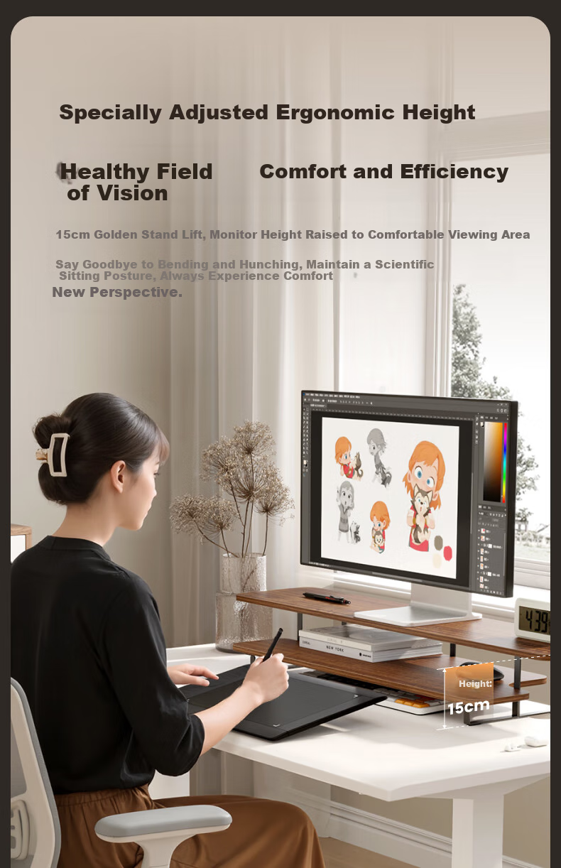 Brateck Beihu Dual-Layer Monitor Riser Stand Desktop Computer Stand Laptop Stand G700S Brown 6