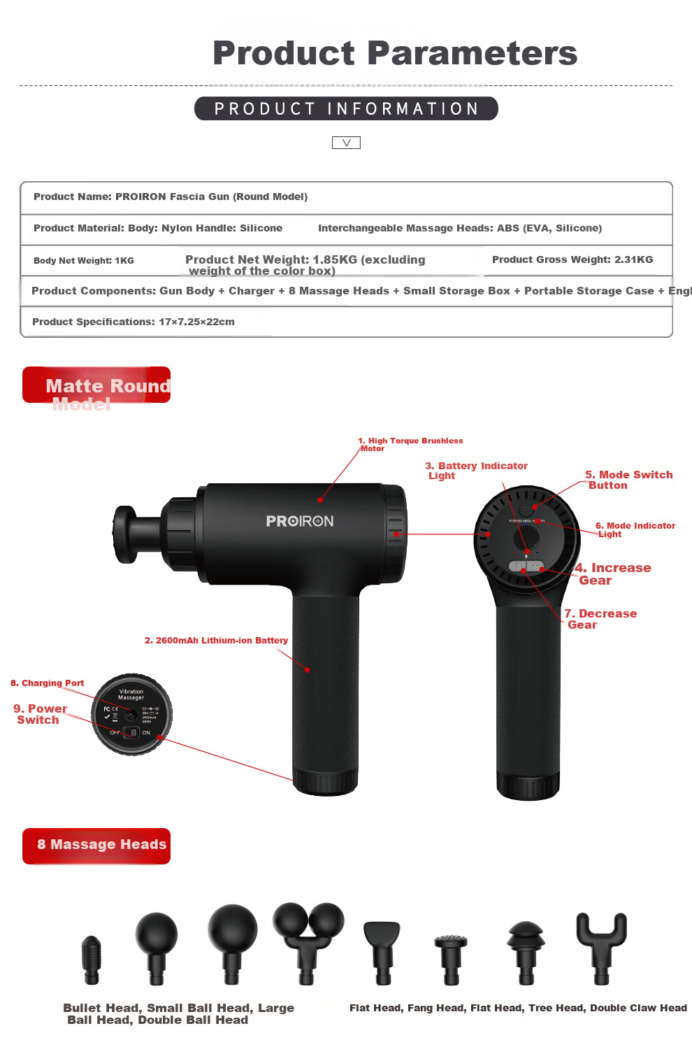 PROIRON Puli'ai Professional Massage Gun for Sports, Home Use, Muscle Relaxation And Full Body Massage 10
