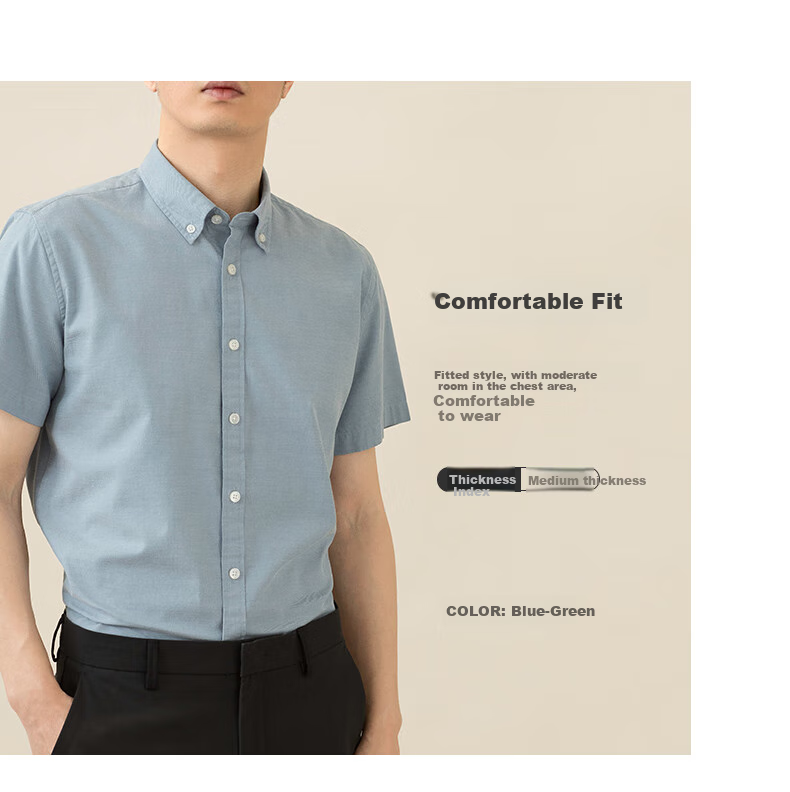 BLACKMONDAY Premium Pure Cotton Shirt for Men, Short-Sleeved Summer All-Cotton Versatile Casual Flannel Business Wrinkle-Free Dress Shirt 8