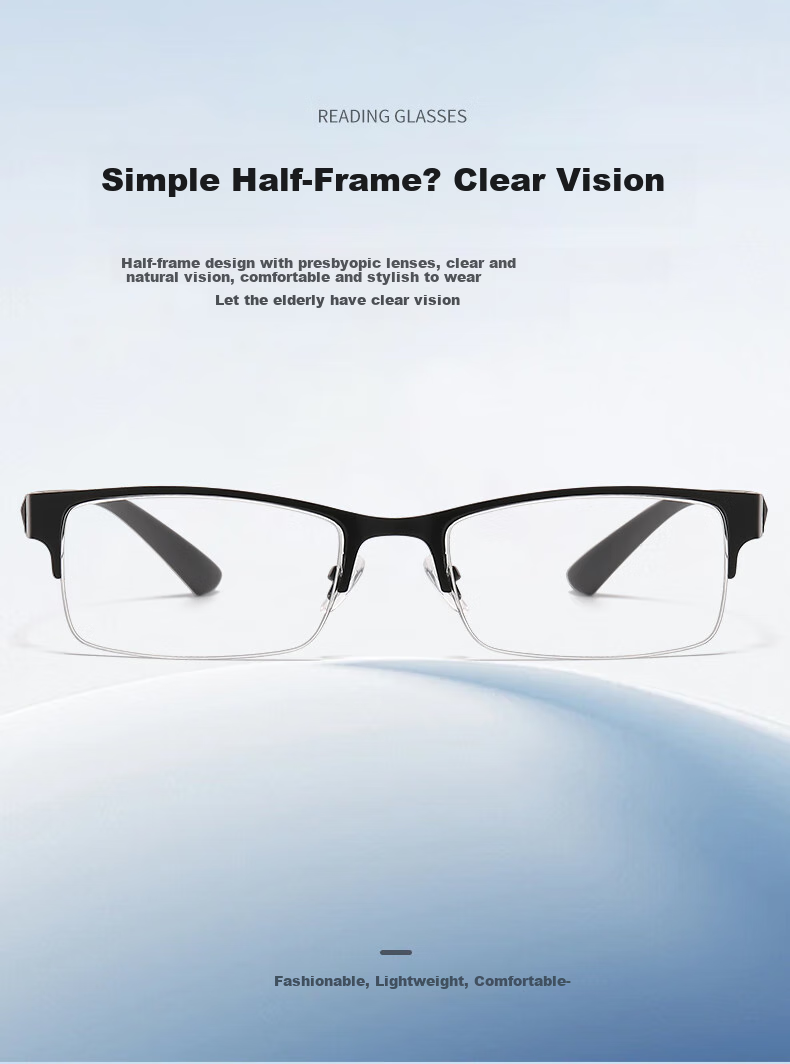 DRATRA Reading Glasses for Men, High-Definition Wear-Resistant Presbyopic Glasses for Middle-Aged And Elderly, Phone Viewing Glasses, Semi-Rimless Reading Glasses for Middle-Aged And Elderly 2
