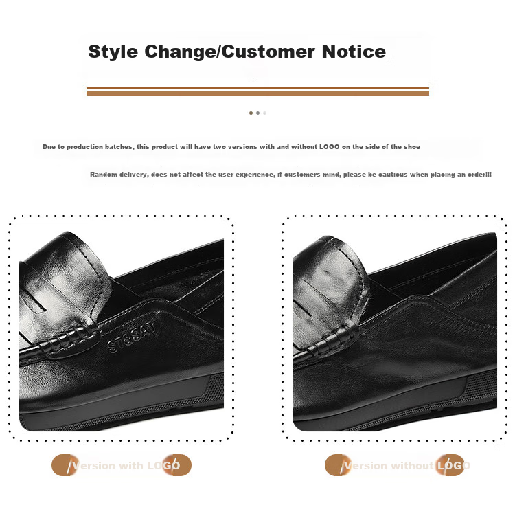 St&Sat Men's Shoes, Top-Grain Leather, Formal Business Dress Shoes, Lightweight Slip-On Casual Leather Shoes for Men, Black, Size 40 1