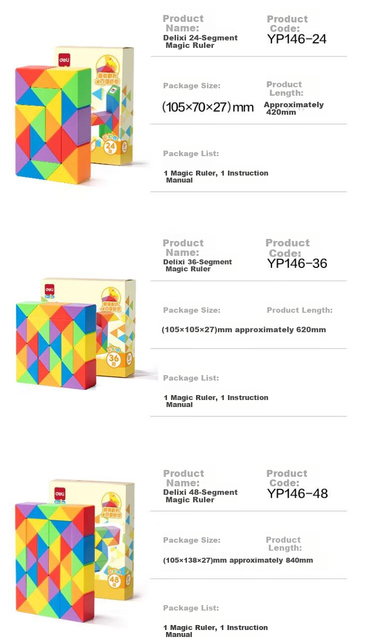 Deli Rainbow Magic Ruler with 72 Segments, Versatile Elastic Flexible Bending Toy, Birthday Gift YP146-72 10