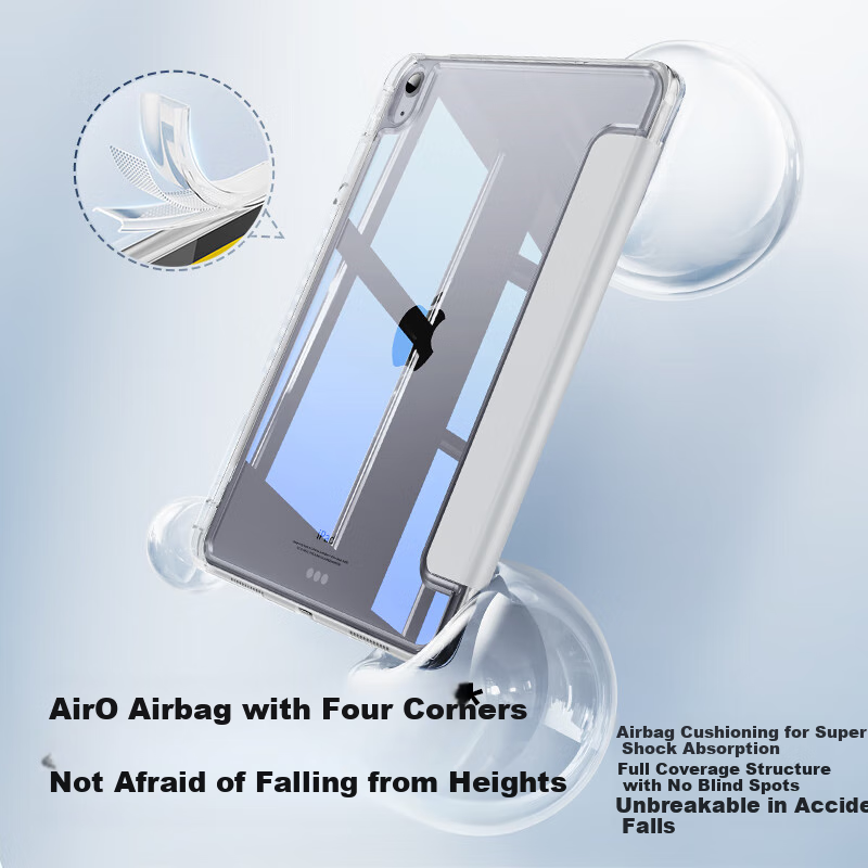 Чехол для iPad Air 7/6 Shanmo, 11 дюймов, M3 чип, прозрачный акриловый, черный