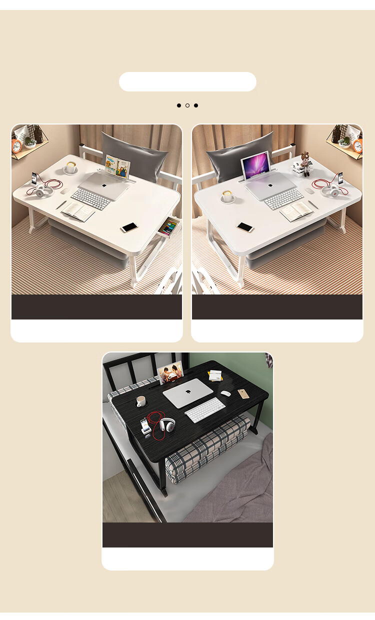 Huakaizhixing Bedside Small Table, Laptop Desk for Bed, Study Desk, Writing Desk, BGZ698 White, 70*48 3