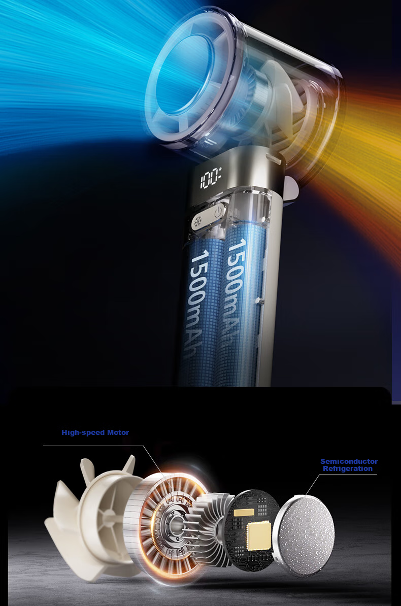 PHILIPS Handheld Fan with Semiconductor Cooling, Foldable Ice Pack, 100 Speeds, Ultra-High Ice Sensation, Rechargeable Mini Desktop Fan, Outdoor Electric Fan Gift ACR3144PX 4