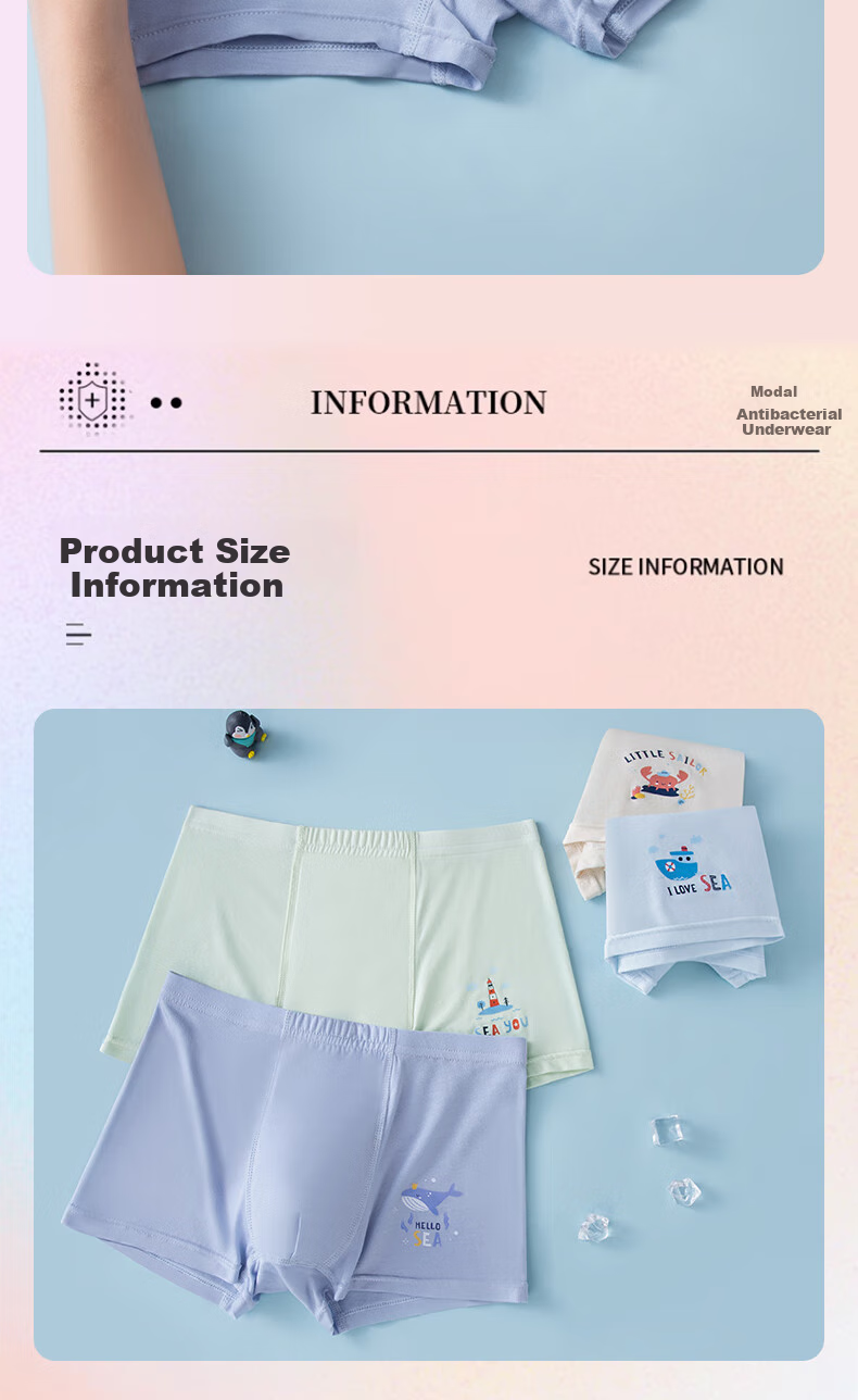Yalu Children's Underwear Modal Boys' Boxer Briefs for Older Kids And Teens, No Wedgie, Class A Antibacterial Shorts 13