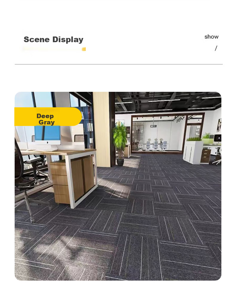 Modouyu Commercial Office Carpet, 50x50cm, 40 Pieces Per Set, Modular Carpet Tiles, Live Streaming Room, Large Area Full Coverage, Light Gray 8