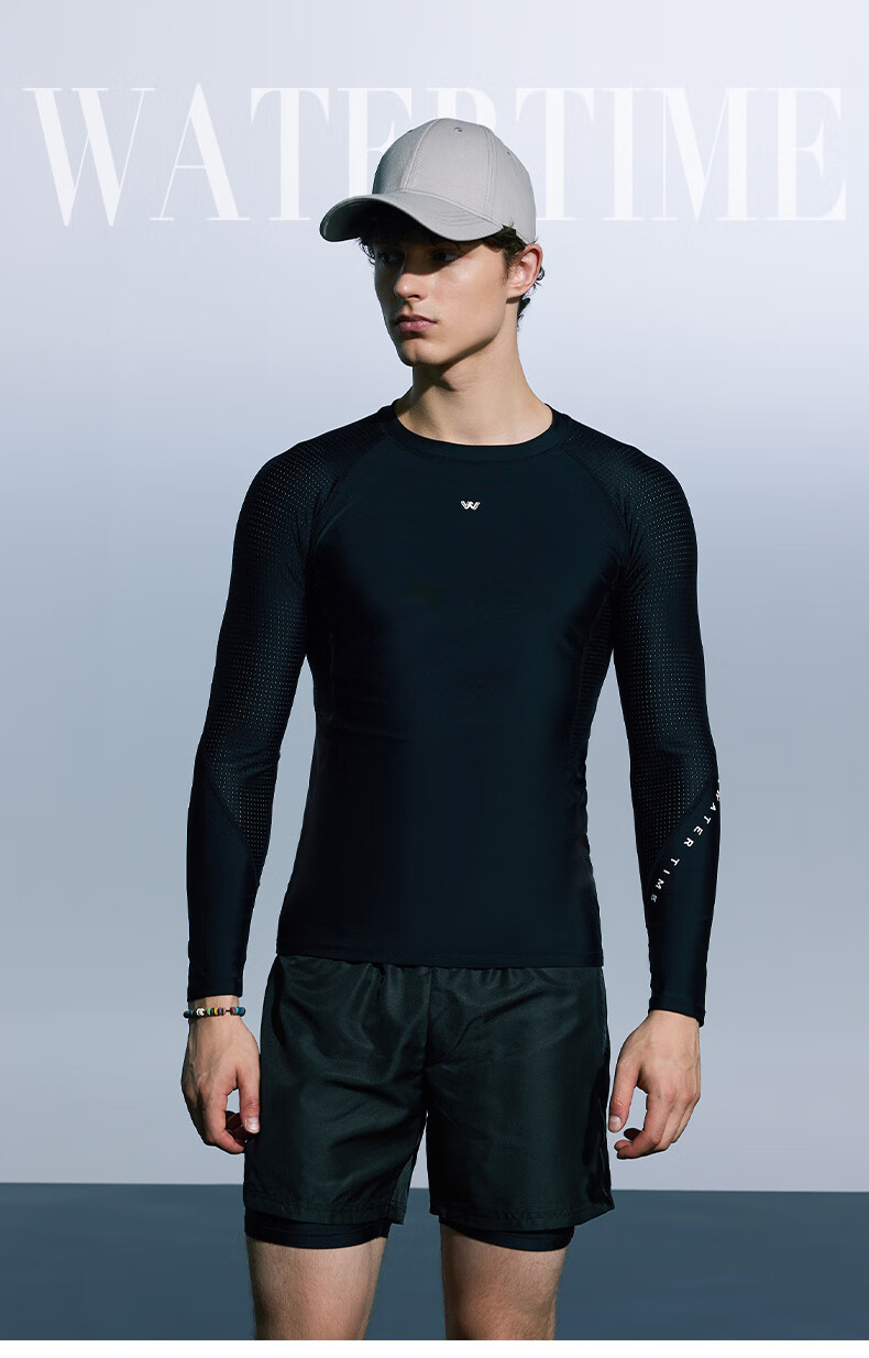 WATERTIME / Shuichuan Men's Swimsuit, Hot Spring Long-Sleeve Quick-Dry Surfing Swimwear, Single Top, XXL 1