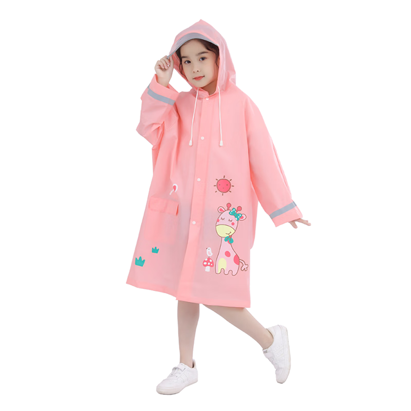 Meebordi Kids Raincoat Girls Elementary School Backpack Full Body Heavy Rain Poncho New Little Deer XL Size