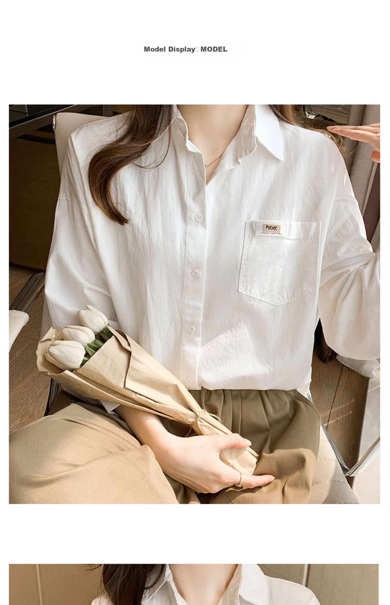 AOTUN Loose Pure Cotton Shirt Women New Ladies Top Base Shirt AT3594 White S 3