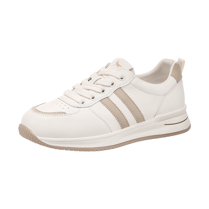 Red Dragonfly Women's Breathable Low-top Trendy Sports Shoes Outdoor Versatile Travel White Sneakers EXB350601 Beige 38
