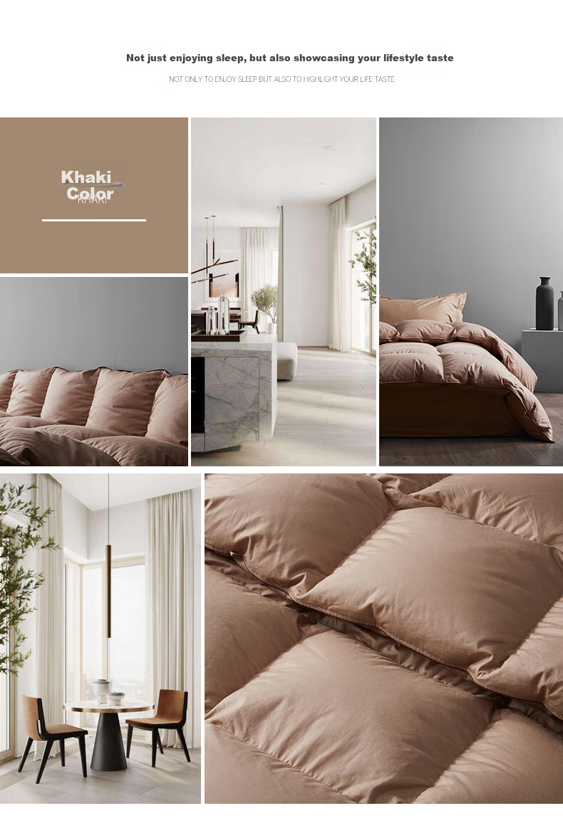 Sinuoman Antibacterial And Drill-Resistant 90% Duck Down Comforter, Duvet Insert, Air Conditioning Quilt/heater Blanket, 220*240cm, 270g, Khaki 7