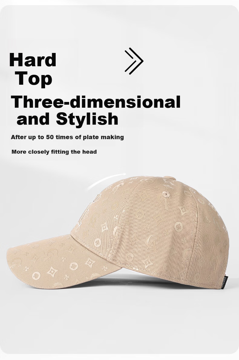 CACUSS Women's Duckbill Cap Spring Summer Hard Top Embroidered Baseball Cap Vintage Luxury Hat Large Head Circumference Khaki 1