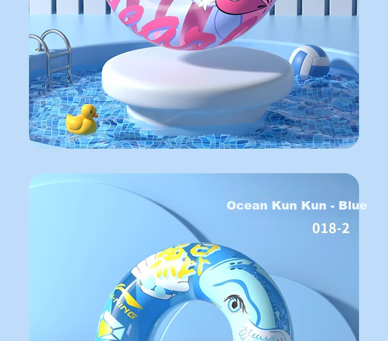 Li-Ning Swimming Ring, Thickened Anti-Rollover Design for Children Over 3 Years Old, Life-Saving Ring, Kids' Water Equipment, Floating Aid 35