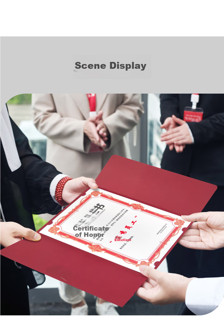 DSB (Dishibi) A4 European Three-Fold Honor Certificate, Award Certificate, Presentation Certificate, Diploma Certificate Cover, Red, 5-Pack [With 10 Inner Pages] 050879 7