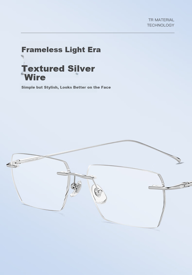 Volkswagen German, Genuine High-End Frameless Reading Glasses for Men, Ultra-Light Anti-Blue Light Reading Glasses, 666-150 2