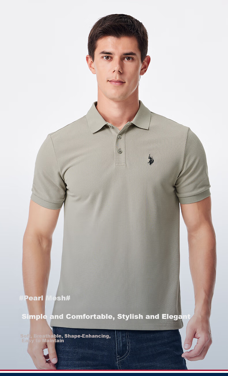 U.S. POLO ASSN. Men's Polo Shirt, Business Casual Summer Short-Sleeve T-Shirt, Collared Half-Sleeve Top, Father's Day Gift 1
