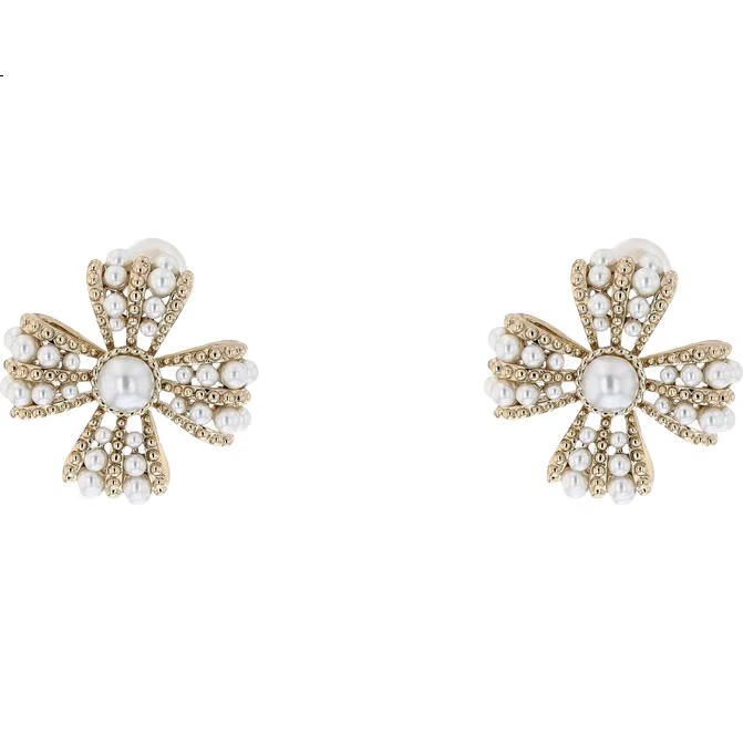 Серьги AJIDOU "Имитация жемчуга", стиль Chanel, в форме цветка, с жемчугом, нишевые, высокое качество, для Нового года