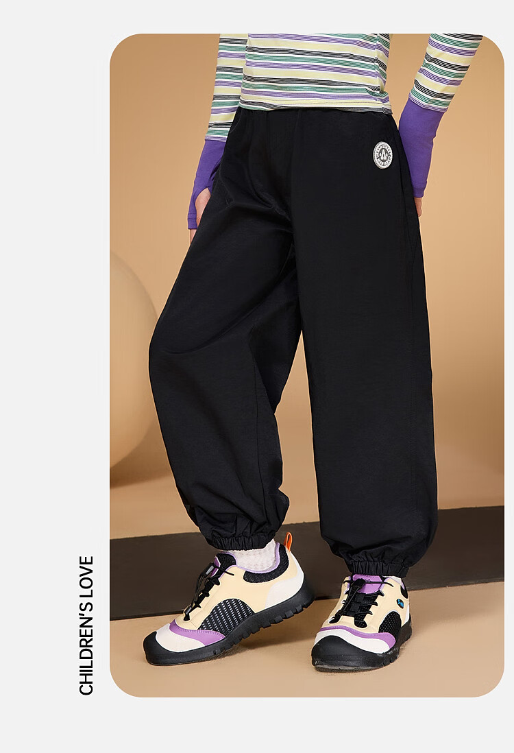 ASK JUNIOR Children's Clothing Girls' Youth Autumn Sports Pants Jogger Running Casual Trousers Black 110 37