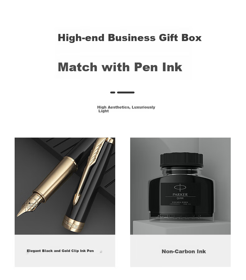 PARKER High-End Fountain Pen, Luxury Business Gift, Light Luxury Present, Zhuoer Steel Rod Gold Clip Ink Pen, Ink Gift Box, Mid-Autumn Festival Gift for Friends, Baitiao Discount 1