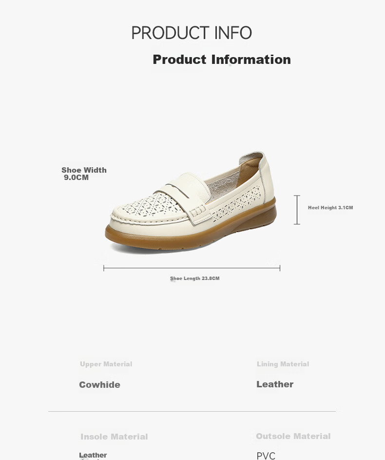 RED DRAGONFLY Women's Flats for Spring And Summer, Hollow-Out Shallow Mouth Flats, Soft-Soled Genuine Leather Shoes for Middle-Aged And Elderly Women WTB15149 Apricot Color Size 37 5