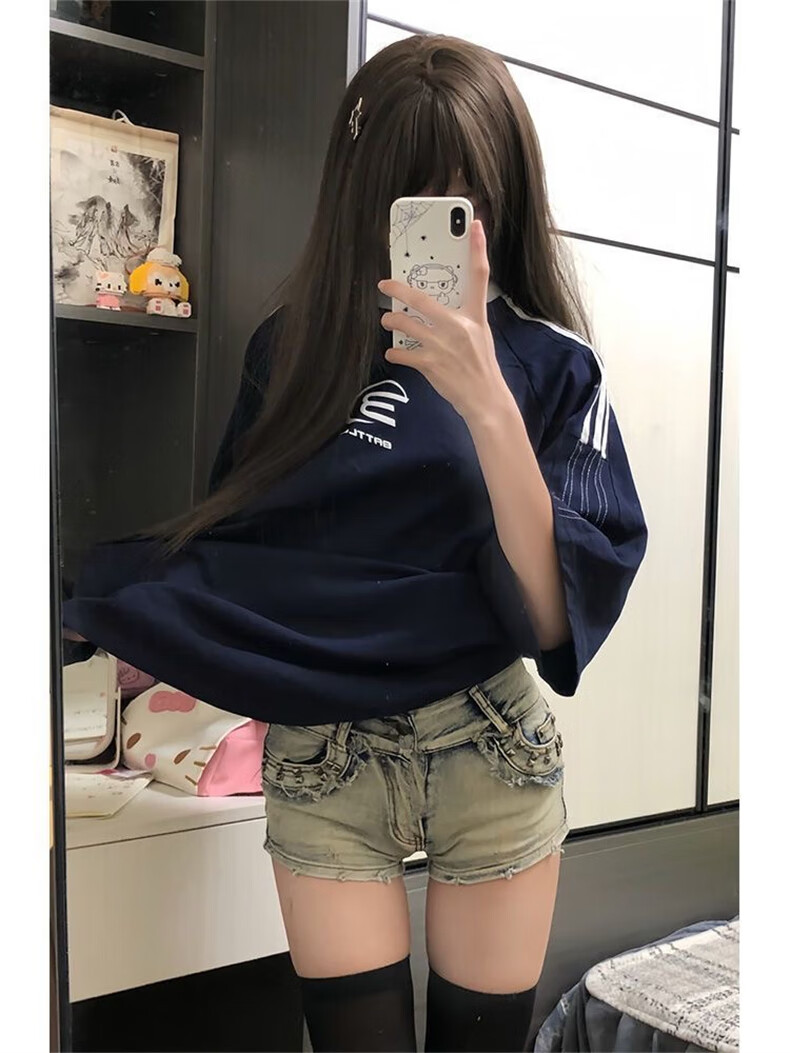 LangSha Low-Rise Denim Ultra-Short Pants for Women, 2025 Summer New Style, Hot Girl Willow Slim-Fit Bodycon Wide-Leg Hot Pants 10