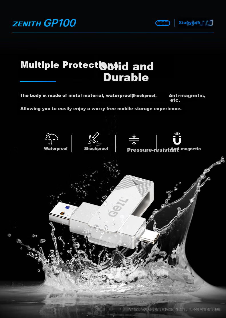GEIL, 128GB, USB3.0, Type-C, Dual-Use Flash Drive And OTG Adapter, High-Speed 100MB/s, Compatible with Android Phones And Laptops, Universal Flash Drive, GP100 Series 7
