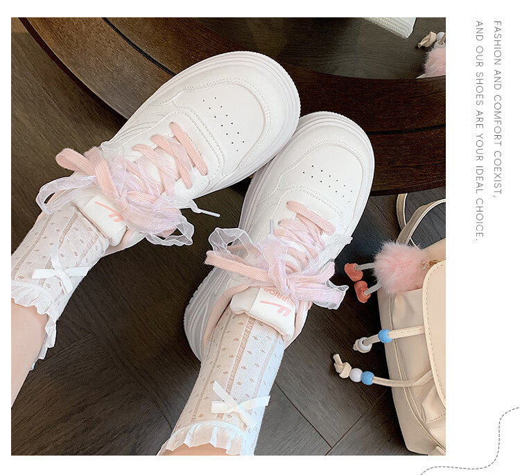 Warrior Women's Fresh Style Casual Platform White Sneakers, Pink White, Size 38 5