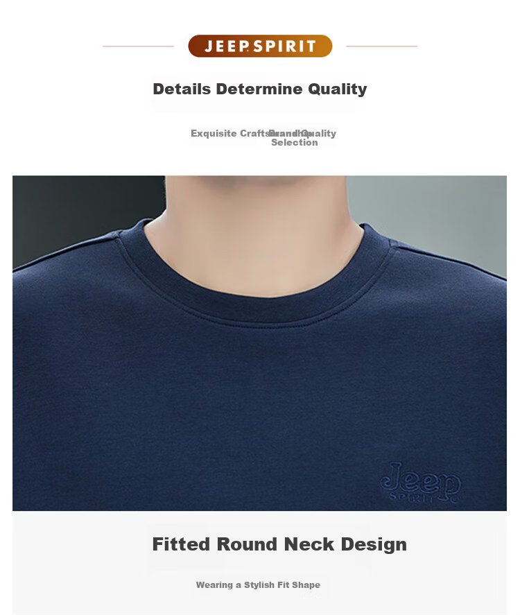 JEEP SPIRIT Men's Sweatshirt, Round Neck, Autumn And Winter Jacket, Men's Long-Sleeve T-Shirt, Loose Casual Trendy Clothing 5