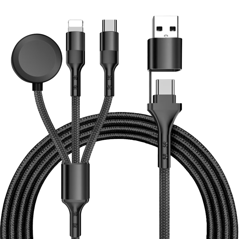 Smorss Three-In Charging Cable PD65W, Apple Watch Charger with Two-In Data Cable, Compatible with IPhone 17/16/15/14/iWatch S9/8/SE/Ultra, Magnetic Connectio